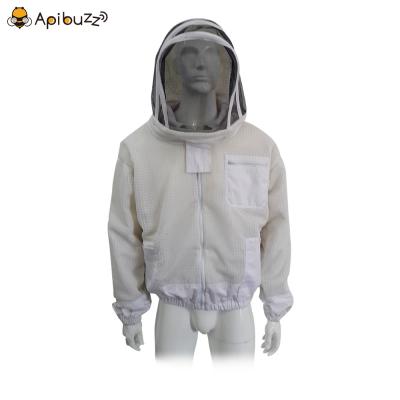 Apibuzz Heavy Duty Three Layer Mesh Vented Beekeeping Jacket with Hooded Hat-Veil 