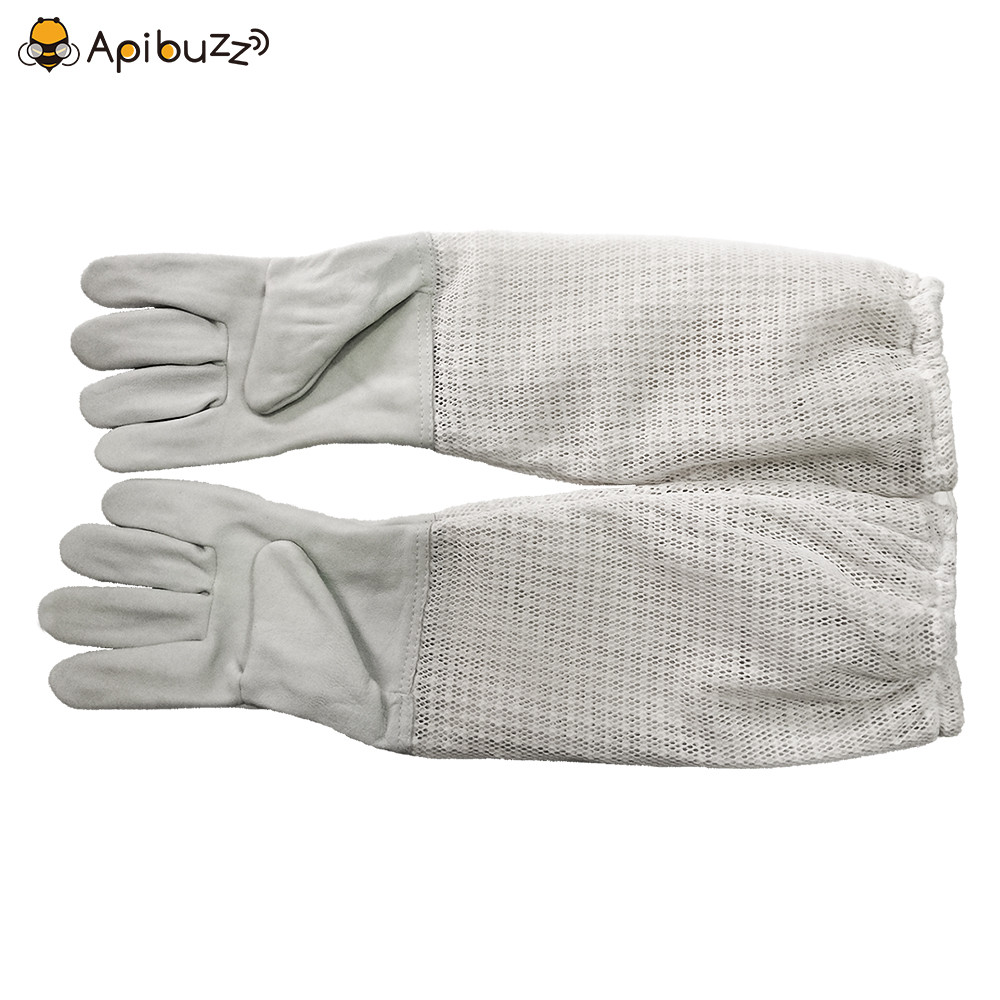 Apibuzz 3 Layer Full Mesh Vented Beekeeping Gloves with Long Sleeves