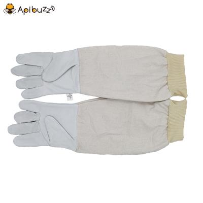 Apibuzz Goatskin Beekeeping Work Gloves with Ribbed Ended Canvas Cuff Apiculture Equipment Bee Farm Gardening Tool Supplies