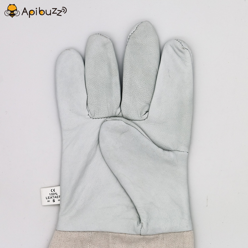 Apibuzz Goatskin Beekeeping Work Gloves with Ribbed Ended Canvas Cuff Apiculture Equipment Bee Farm Gardening Tool Supplies