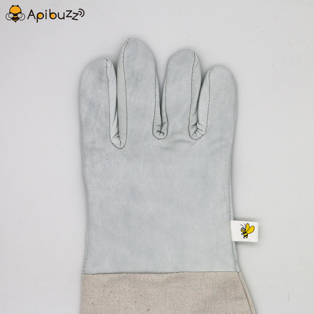 Apibuzz Goatskin Beekeeping Work Gloves with Ribbed Ended Canvas Cuff Apiculture Equipment Bee Farm Gardening Tool Supplies