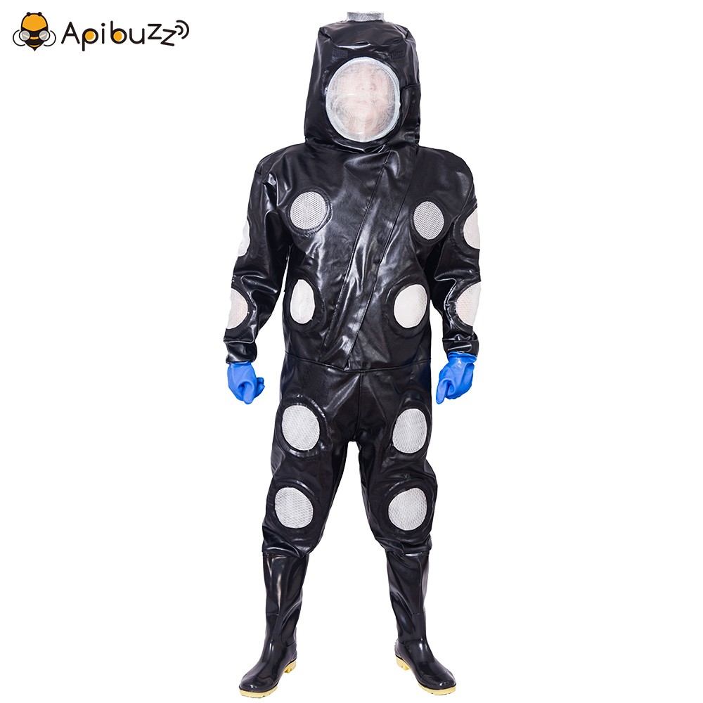 Apibuzz Heavy Duty 25 Air Hole PU Leather Wasp Protective Suit Hornet Clothing Apiculture Beekeeping Forest Equipment Tool