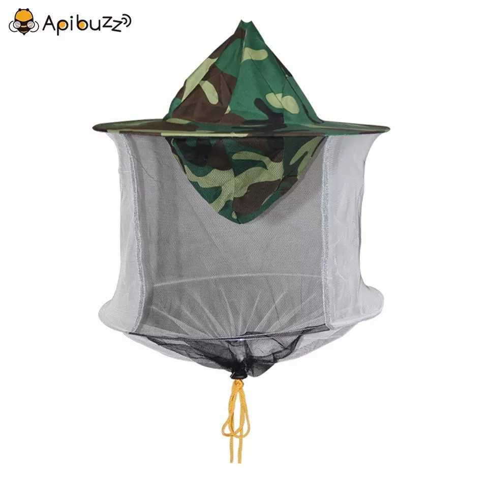 Apibuzz Camouflage Double-Layer Beekeeping Hat-Veil with Round Head Apiculture Apiary Tools Equipment Fishing Anti-Insect Hat