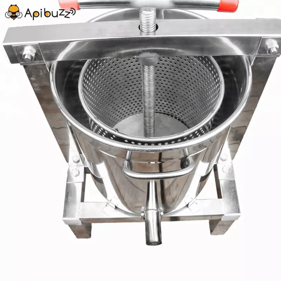 Enclosed Stainless Steel Large Hand Crank Honey Wax Press Machine with Bucket Extractor Filter Beekeeping Equipment Supplies