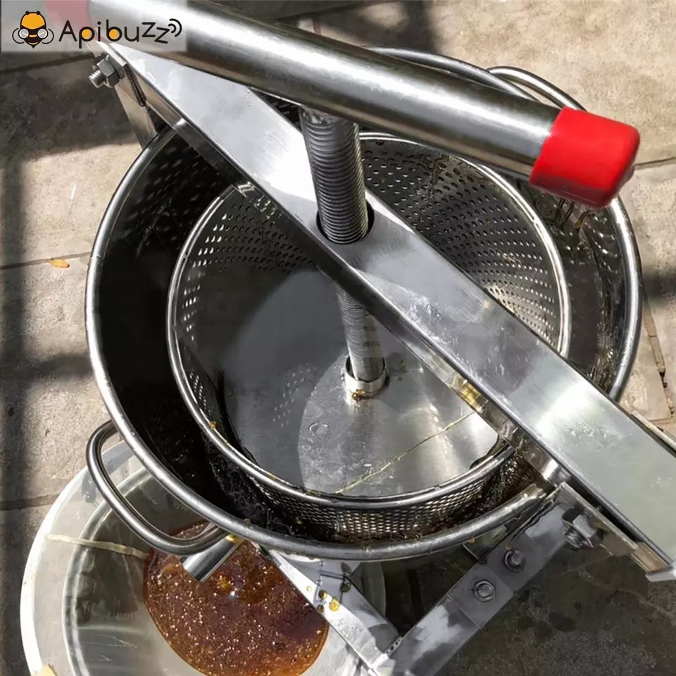 Enclosed Stainless Steel Large Hand Crank Honey Wax Press Machine with Bucket Extractor Filter Beekeeping Equipment Supplies